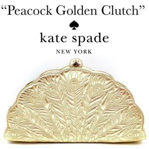 KATE SPADE PEACOCK LANE KENESSA GOLD CLUTCH METALLIC GOLDEN FRAME BAG